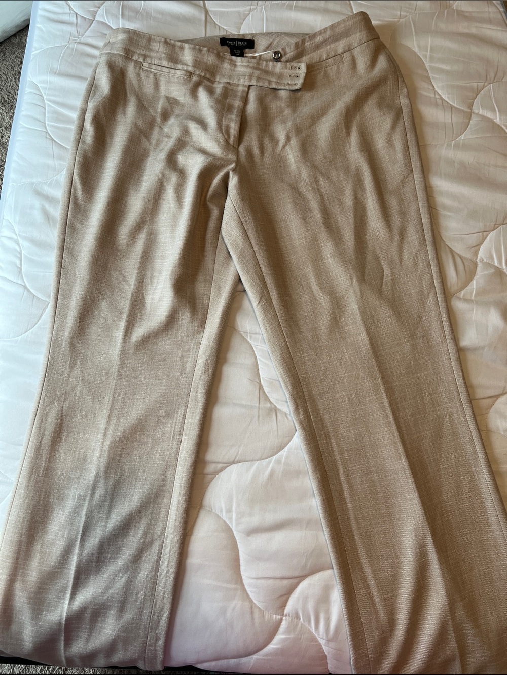 White House Black Market Beige Straight-Leg Dress Trousers